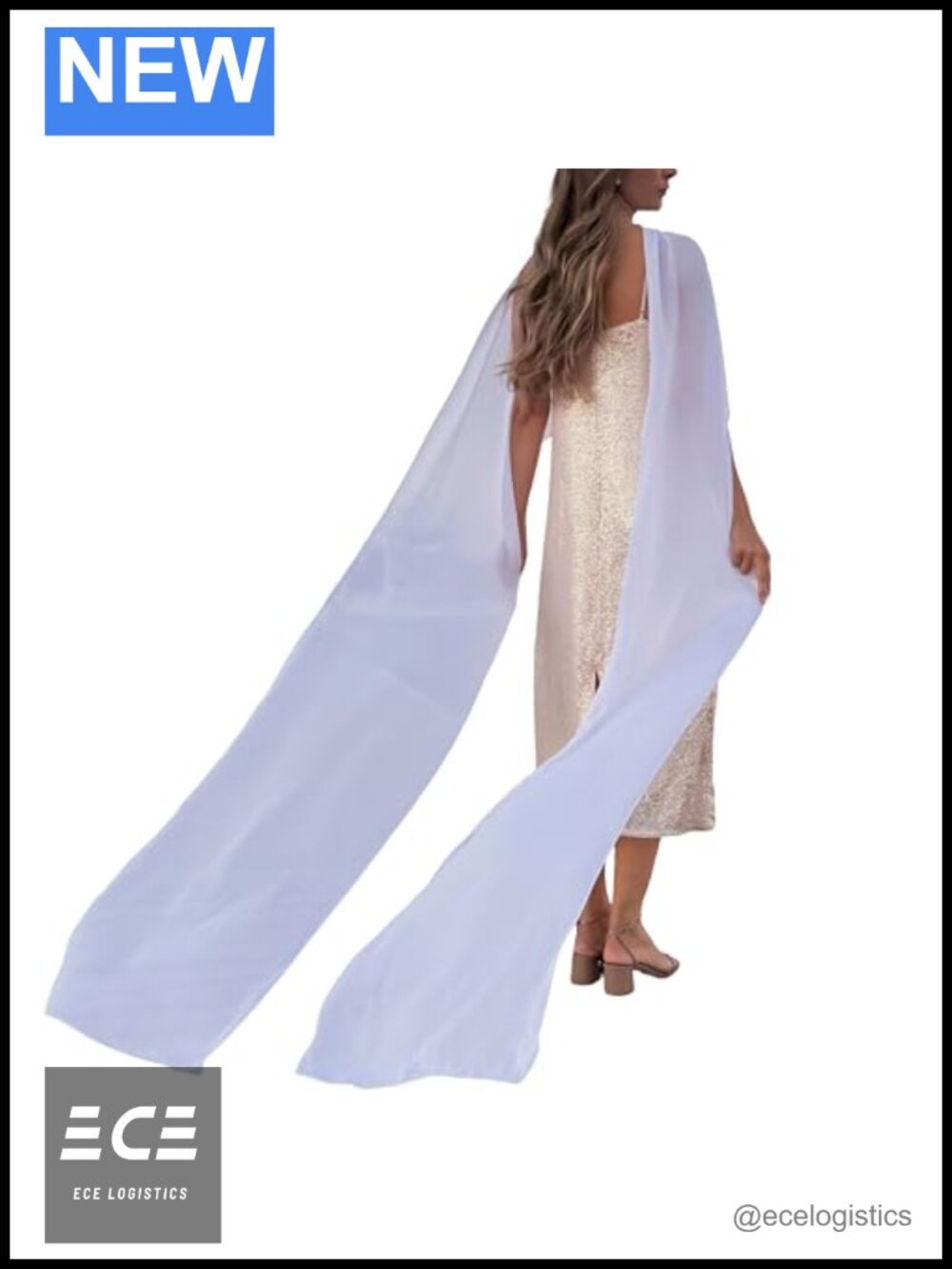 Trailing Long Chiffon Scarf Wrap Cathedral Length Bridal Veil-Inspired Shawl